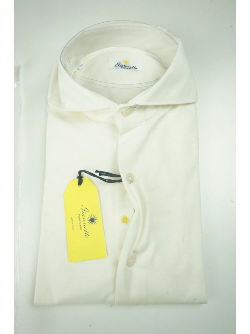 Giannetto Solid White Cashmere Blend Soft Button Up Shirt 15 38 NEW